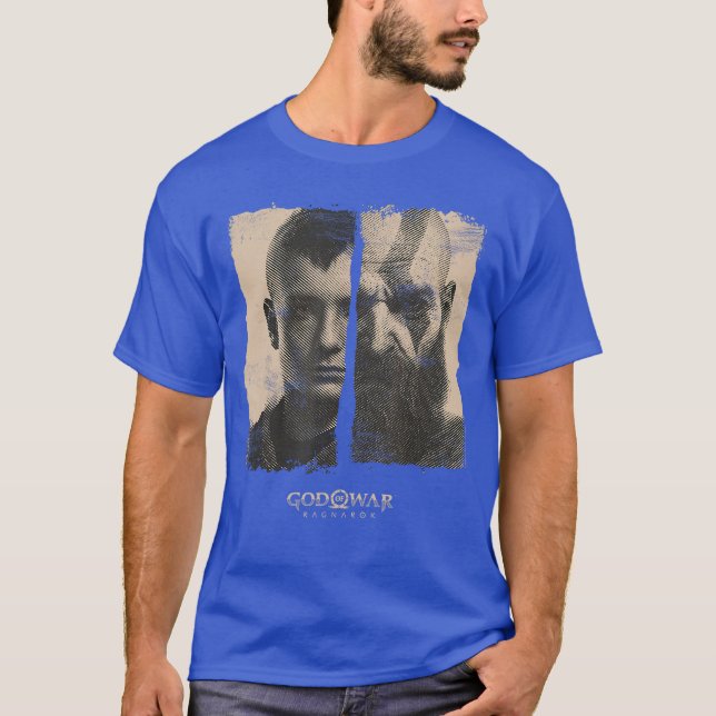 Krigsguden Ragnarok Split Kratos och Atreus Video  T Shirt (Framsida)