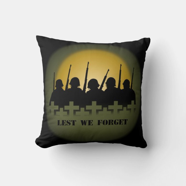 Krigsminneskudde Lest We Forget Hjälte Kudde (Framsida)