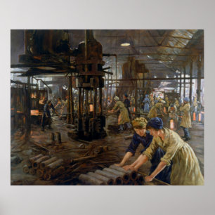 Krigsmunitionsflickor 1918 på fabrik under första poster