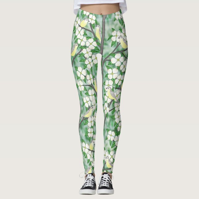 Krigsvireon på blommar dogwood leggings (Framsida)