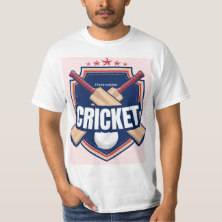 Kriketskott med boll och skriven text t shirt