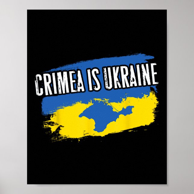 Krim är Ukraina - Ua flaggfärger karta över Krim Poster (Framsidan)