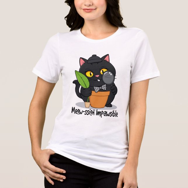 Kriminalassistent Cat - Mew-Ssion Impossible Funny T Shirt (Framsida)