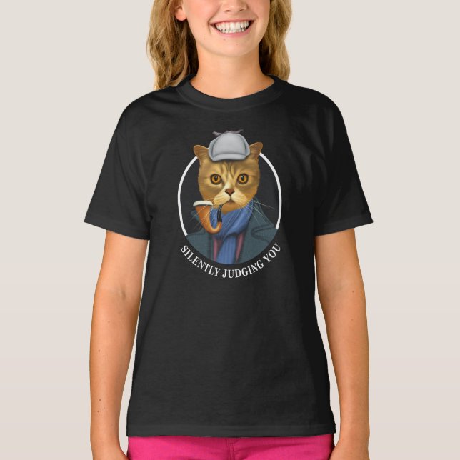 Kriminalassistent Cat - tyst dömer dig T Shirt (Framsida)