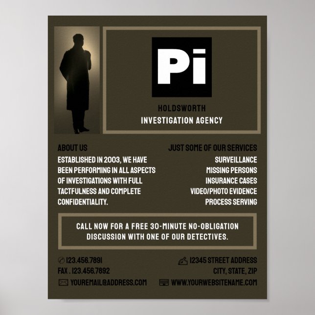 Kriminalassistent Logotyp, privatdetektiv Poster (Framsidan)