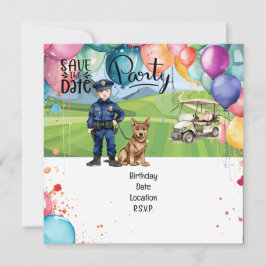 Kriminalscen Swing: A Police Golfer Birthday Inbjudningar