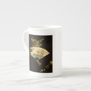 Kriminellt orientaliskt Fläkt med Blommigt Design Benporslin Mugg
