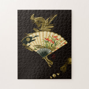 Kriminellt orientaliskt Fläkt med Blommigt Design Pussel