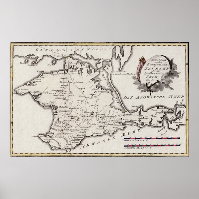 Krims Karta, Krims Peninsula 1791 Poster (Framsidan)