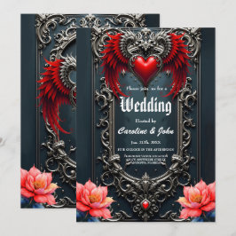 Krimsvingat Hjärta Gotisk Romantik Elegant . Inbjudningar