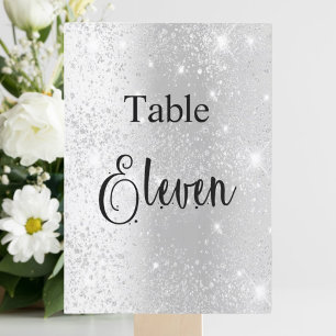 Kringigrafikort för silver glitter, bord elva 11 inbjudningar