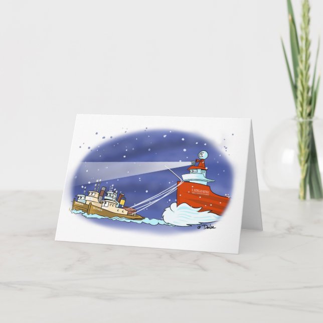 Kringle fraktbåtjulkort helgkort (Framsida)
