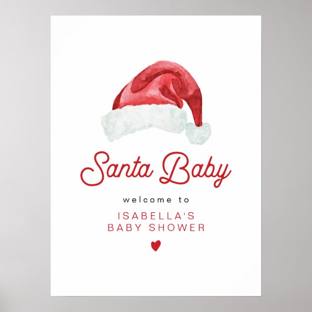 KRIS Cute och Modern Santa Baby Shower Välkommen Poster (Framsidan)