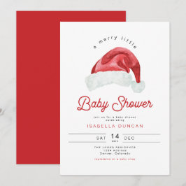 KRIS Cute Santa Hat Merry Little Baby Shower Inbjudningar