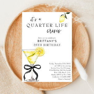Kris i tjugofemårsåldern Lemon Martini 25-årsfiran Inbjudningar