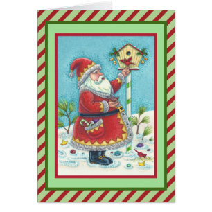 KRIS KRINGLE & CARDINAL CHRISTMAS GREETING CARD V HÄLSNINGSKORT