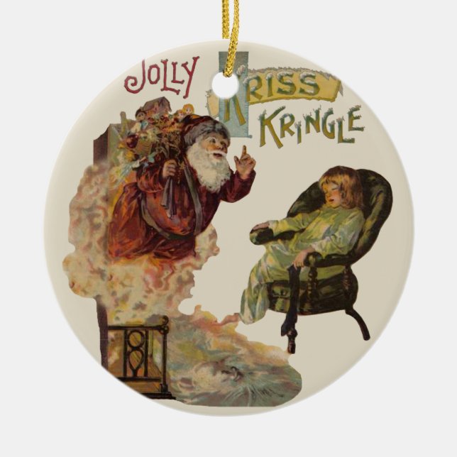Kris Kringle Jultomten Victorian Julkonst Julgransprydnad Keramik (Framsidan)