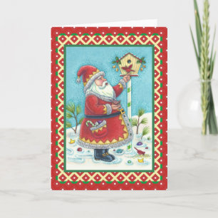KRIS KRINGLE MATANDE REDBIRDS, CHRISTMAS BIRDHOUSE HELGKORT