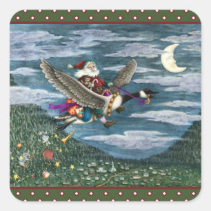 KRIS KRINGLE OCH LEKSAKER ON CANADIAN GOOSE CHRIST FYRKANTIGT KLISTERMÄRKE