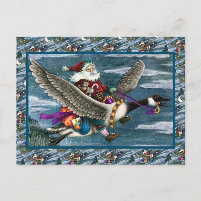 KRIS KRINGLE OCH LEKSAKER ON CANADIAN GOOSE CHRIST HELG VYKORT (Framsida)