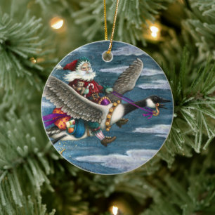 KRIS KRINGLE OCH LEKSAKER ON CANADIAN GOOSE CHRIST JULGRANSPRYDNAD KERAMIK