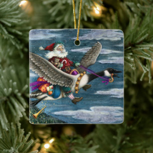 KRIS KRINGLE OCH LEKSAKER ON CANADIAN GOOSE CHRIST JULGRANSPRYDNAD KERAMIK