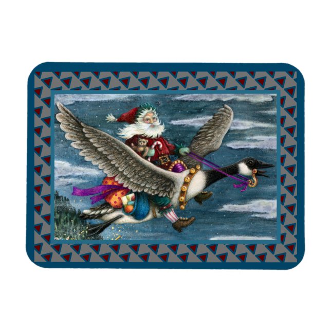 KRIS KRINGLE OCH LEKSAKER ON CANADIAN GOOSE CHRIST MAGNET (Horisontell)
