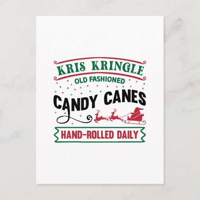 Kris Kringle Polkagrisars Helg Vykort (Framsida)