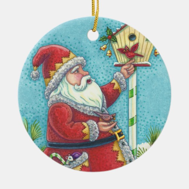 KRIS KRINGLE REDBIRDS, CHRISTMAS SANTA, 2020 JULGRANSPRYDNAD KERAMIK (Framsidan)