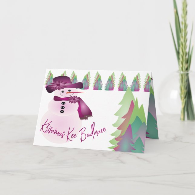 Krisamas Kee Badhaee Snögubbe Helgkort (Framsida)