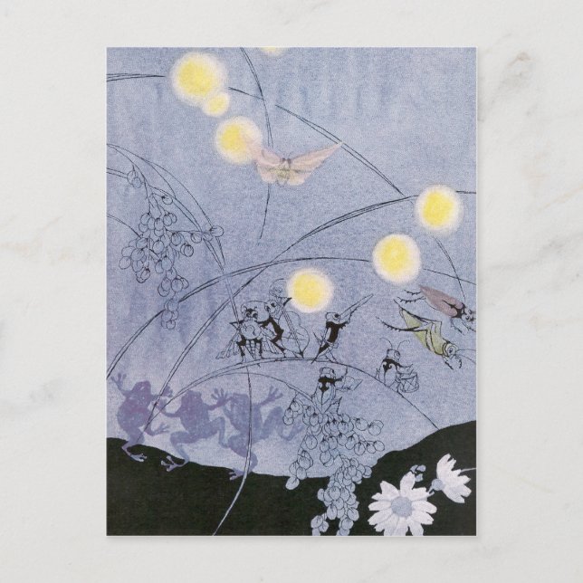 Kriser och grodor gör nattmusik vykort (Framsida)