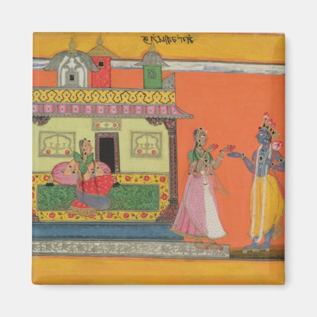 Krishna anländer till Radhas hus, illustration för Magnet (Framsidan)