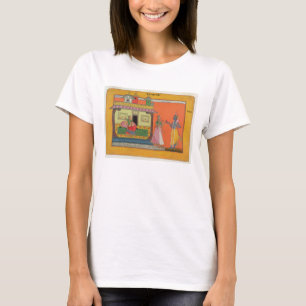 Krishna anländer till Radhas hus, illustration för T Shirt