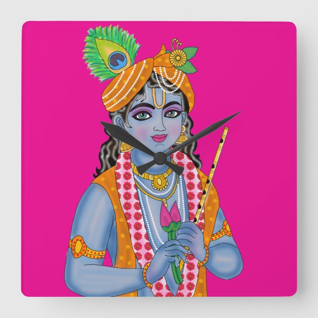 Krishna Clock Fyrkantig Klocka (Framsida)