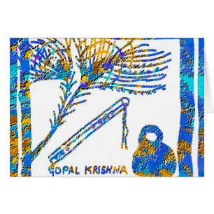 Krishna - flöjt, kärnmjölk för påfågelfjäde OBS kort
