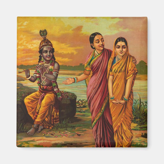 Krishna förklarar sin kärlek för Radha av Raja Rav Magnet (Framsidan)