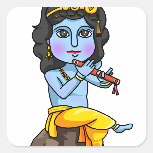 Krishna Fyrkantigt Klistermärke (Framsida)