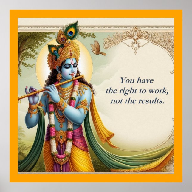 Krishna Gita Quote Art: Andlig Motivation Poster (Framsidan)