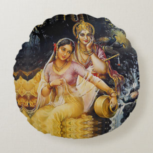 KRISHNA - hindu gudom - Rund Kudde