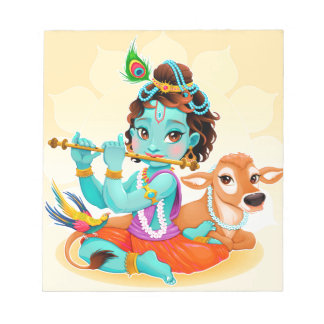 Krishna Indian God illustrerar på ett lysande sätt Anteckningsblock