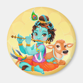 Krishna Indian God illustrerar på ett lysande sätt Magnet