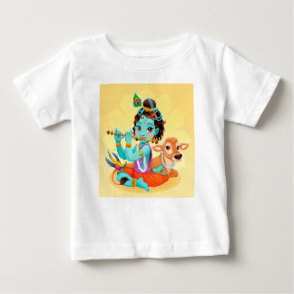 Krishna indisk gud som leker flöjtillustrationen t-shirt