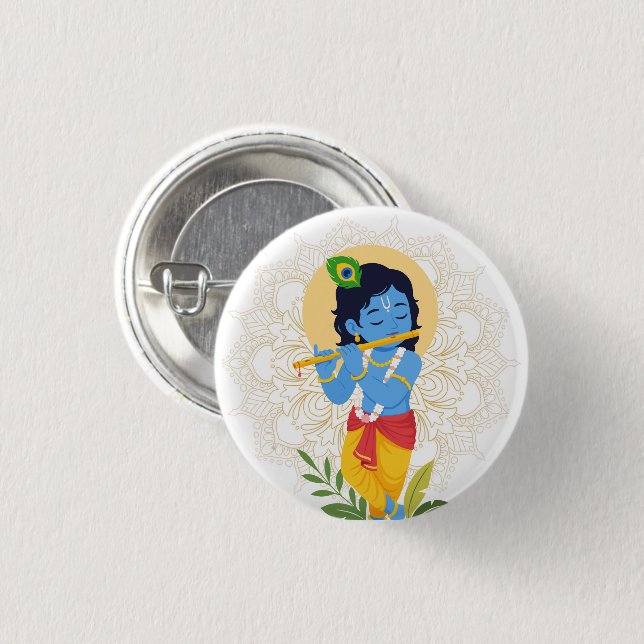 Krishna knapp med flöjt (Framsida & baksida)