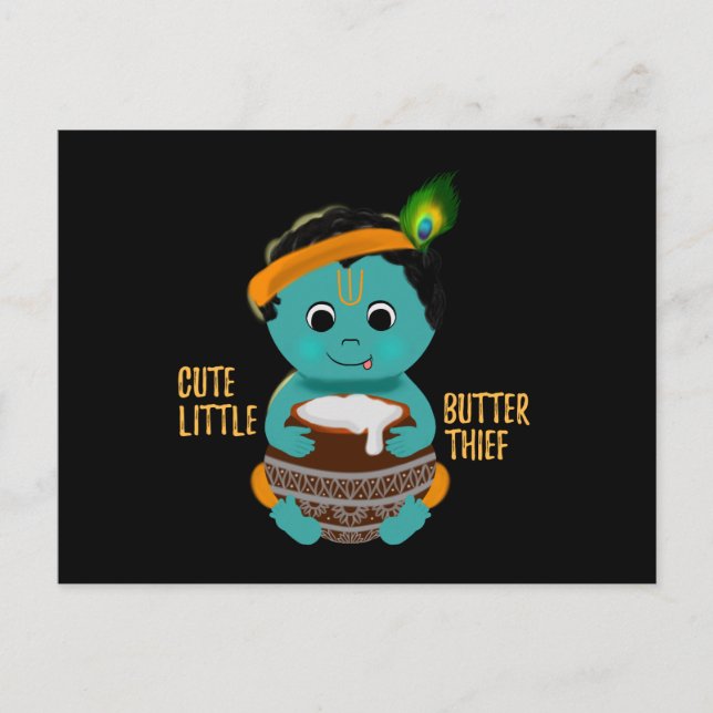 Krishna kort  Baby Krishna konst vykort Andligt (Framsida)