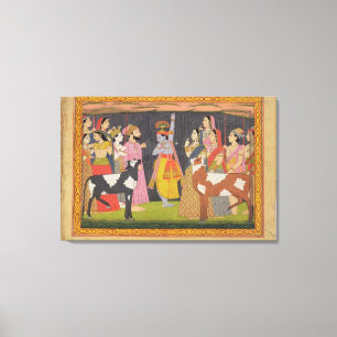 Krishna lyftande montering Govardhana, från Canvastryck