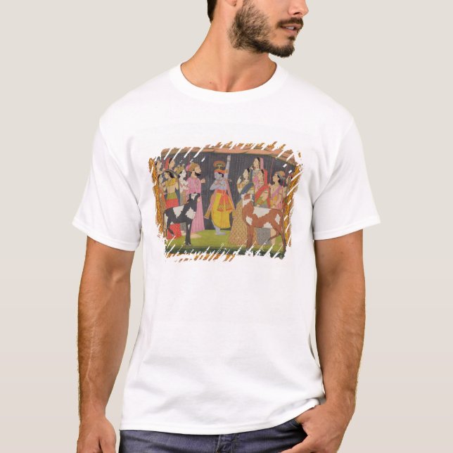 Krishna lyftande montering Govardhana, från T-shirt (Framsida)