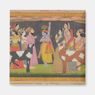 Krishna-lyftberget Govardhana från "Bhagav" Magnet