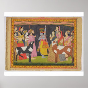 Krishna-lyftberget Govardhana från Bhagav Poster