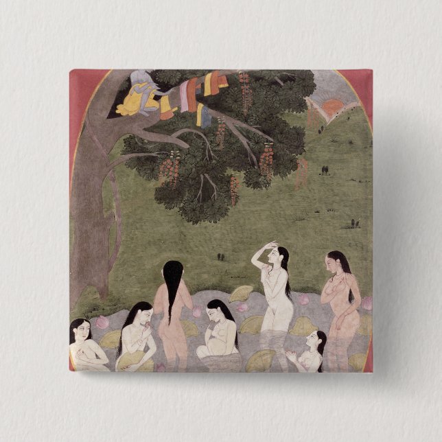 Krishna med koflicka kläder, knapp (Framsida)