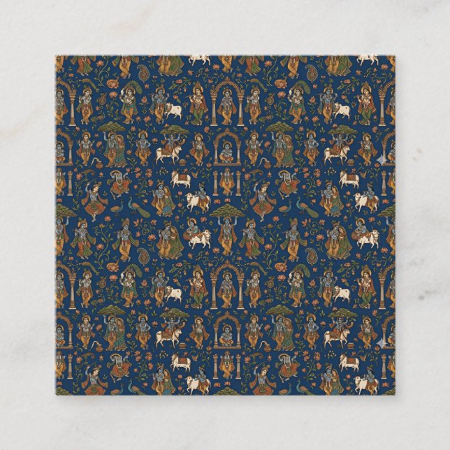 Krishna-mönster Fyrkantigt Visitkort (Framsida)